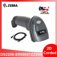 Zebra DS2208-SR00007ZZWW 1D/2D Handheld Barcode Scanner Reader with USB Cable US