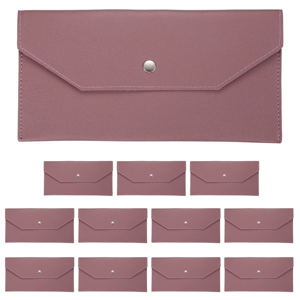 12Pcs PU Leather Envelope Wallet Money for Women Men,Oak