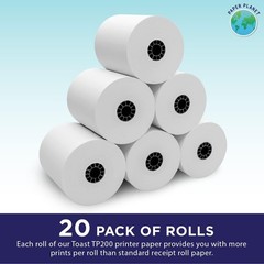20-Pack Thermal Printer Paper for Toast TP200 | High Clarity & Durability