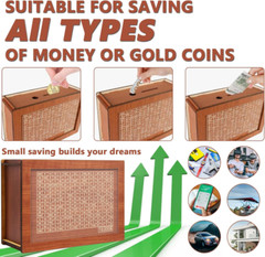 Cash Vault Wooden Savings Box – Wooden Cash Saver Money Box Cash Saver Box