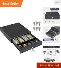 Removable Coin Compartment Cash Drawer – 13&Prime; for POS Systems – Key-Lock Security