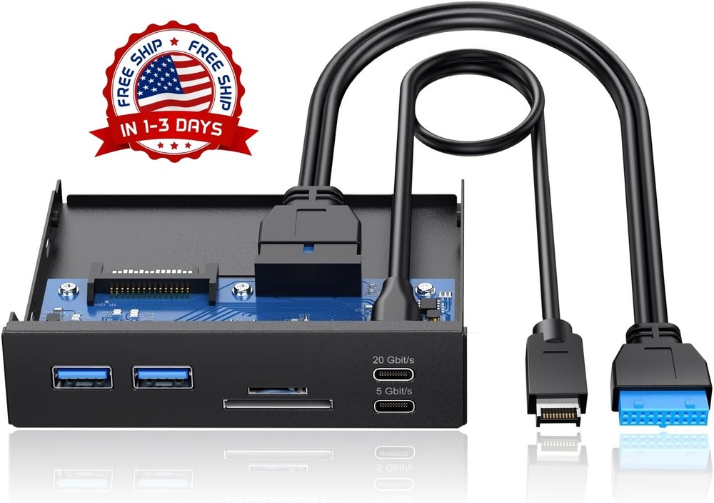 Concentrador USB C en el panel frontal, lector de tarjetas SD/microSD interno US