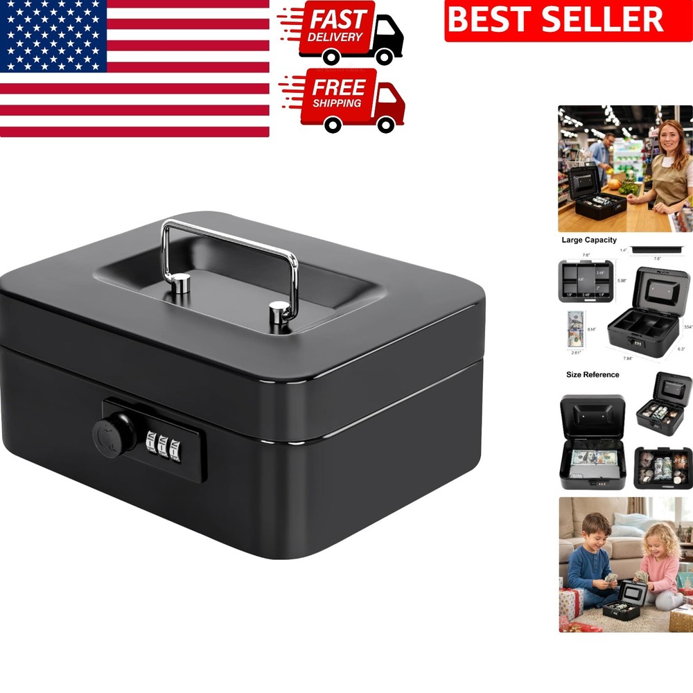 Secure Cash & Medication Lock Box with Combination Lock