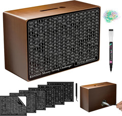 Wooden Money Saving Box, Cash Vault Savings Box for $10000 $5000 $3000 $1000 $80