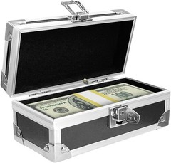Lockable Cash Box With Key Aluminum Money Storage Box Currency Tray Organizer