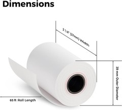 2 1/4” X 65 Ft Thermal Paper Receipt Rolls, Fits Ingenico 3500 5000 Verifone T65
