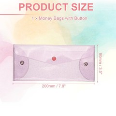 8.5×3.5 Inch Money Bag, PVC Cash Deposit Bank Pouch Envelopes, Purple