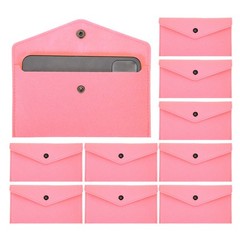 10Pcs Felt Money Bag, Felt Cellphone Sleeve Case Pouch Cash Bag, Pink