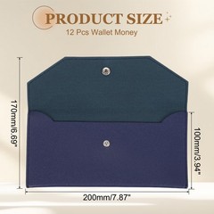 12Pcs PU Leather Envelope Wallet Money for Women Men,Blue