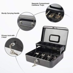 Key Lock Money Box With 5 Bill 5 Coin Cash Register Drawer Organizer Safe