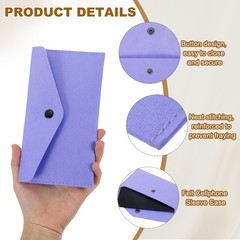 5Pcs Felt Money Bag, Felt Cellphone Sleeve Case Pouch Cash Bag, Light Purple