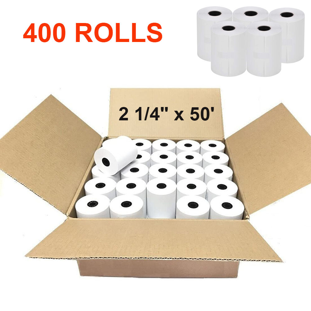2 1/4&Prime; x 50&prime; Thermal Credit Card Cash Register POS Receipt Paper – 400 Rolls