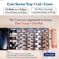 2Pcs Coin Sorting Tray with Removable Lid Accurate Easy Wrap Change Counter Orga