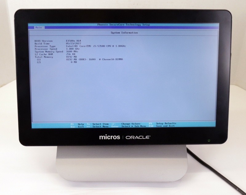 Oracle Micros Workstation 6 I5-5350U 15.6&Prime; 1.80GHz 8GB 7321804(650) PoS Terminal