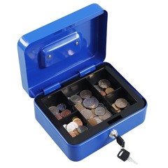 xydled Locking Steel Medium Cash Box with Removable Coin Tray and Key Lock,7….