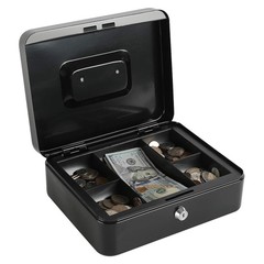 xydled Locking Steel Large Cash Box with Removable Coin Tray and Key Lock,9.8…