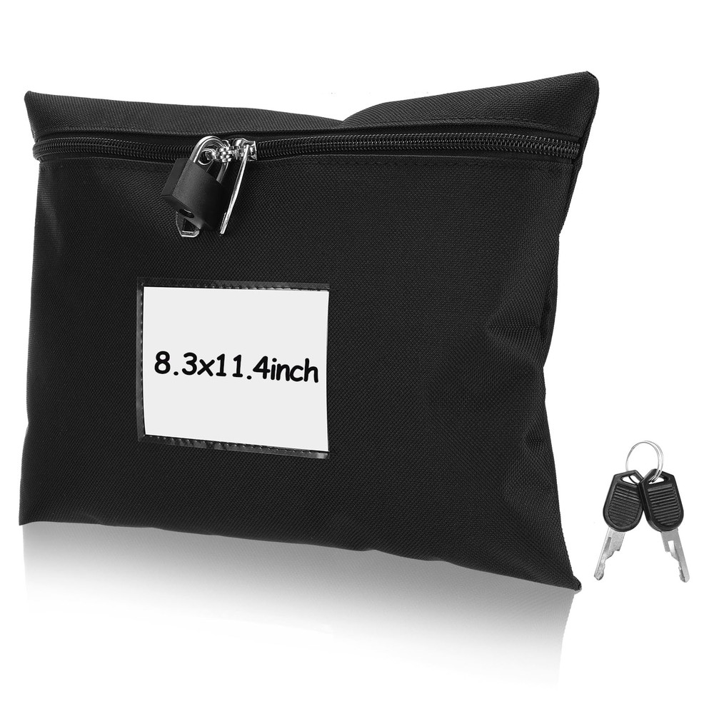 Cash Bag with Lock and 2 Keys Money For With 1.56 liters, Black