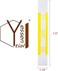 ABA Standard Yellow Money Bands – 100 Self-Adhesive Bill Wrappers, 7.5×1.15&Prime;