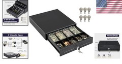 13&Prime; Black Electronic Cash Register Drawer with Anti-Theft Design for Businesses