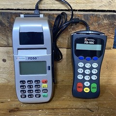First Data FD50 EMV NFC Credit Card And FD-10C Bundle Untested No Power Cord
