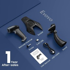 Wireless 2D 1D Barcode Scanner with Stand – 3-in-1 QR Reader, Bluetooth & USB, C