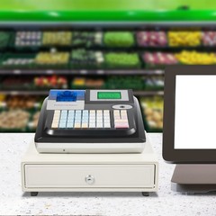 Electronic Cash Register POS System LED Display For Retail W/ Drawer 48 Keys US