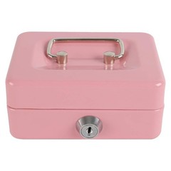 Mini Locking Cash Box with Key Lock & Removable Coin Tray – Pink, 4.92&Prime;x3.74