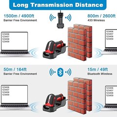2D QR Industrial Barcode Scanner for Laptop Tablet Wless BT Chrgng Stand Ru