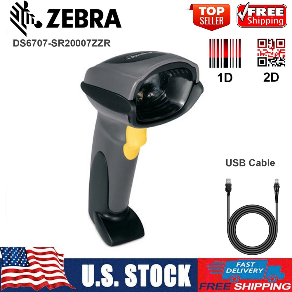Symbol DS6707-SR20007ZZR Handheld 1D 2D Barcode Scanner Reader with USB Cable