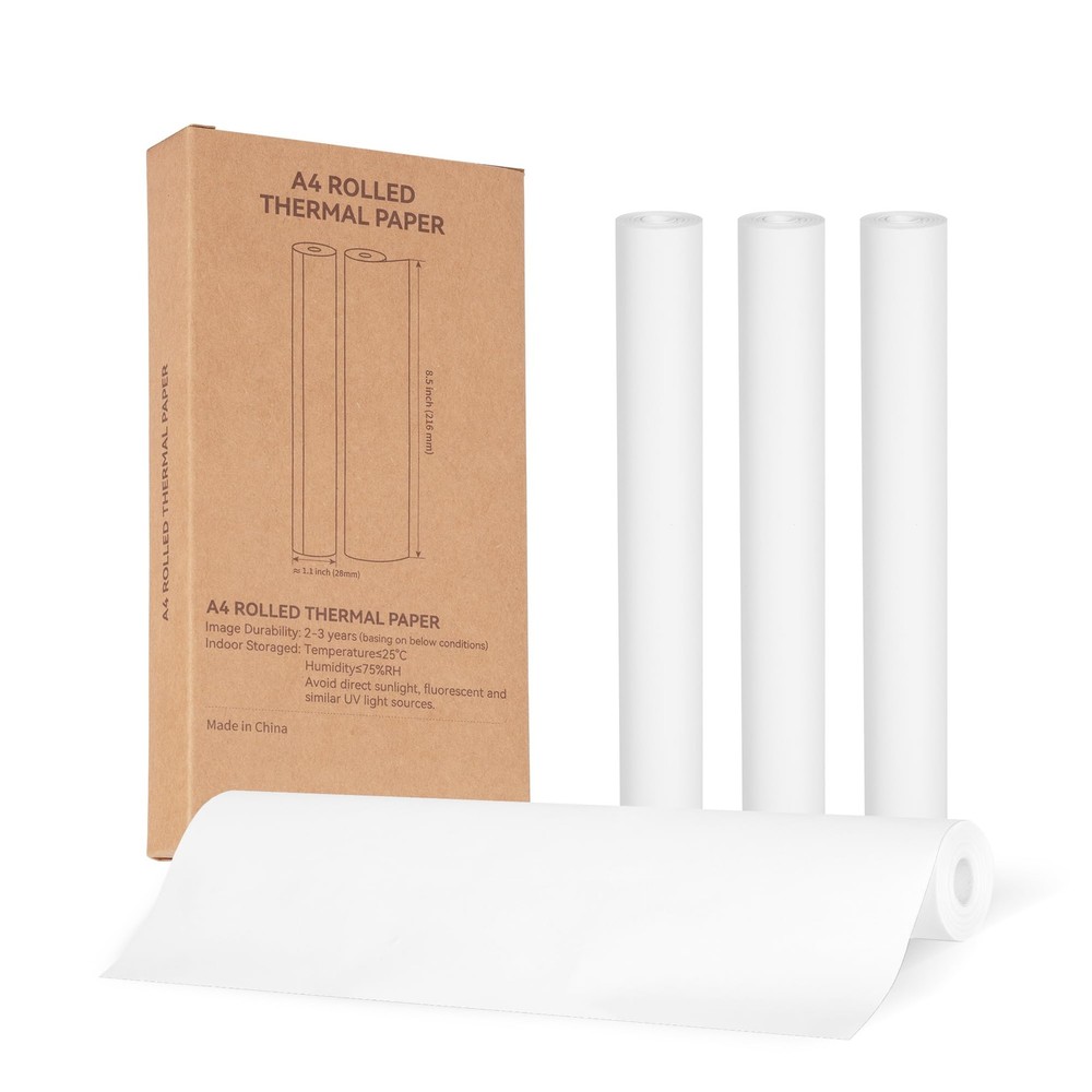 US Letter 8.5×11 Inch A41 Portable Thermal Printer Paper QuickDry 4 Rolls