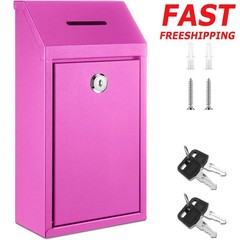 Metal Money Box Wall Mounted Drop Donation Cash Boxes Home Office Outdoor New