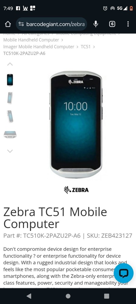 Zebra TC510K-1PAZU4P-US Touch Computer Barcode Scanner