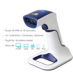 Wireless Portable Bluetooth Barcode Scanner – 3-in-1 Handheld, Cordless, Recharg