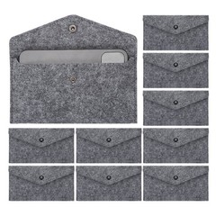 10Pcs Felt Money Bag, Felt Cellphone Sleeve Case Pouch Cash Bag, Medium Gray
