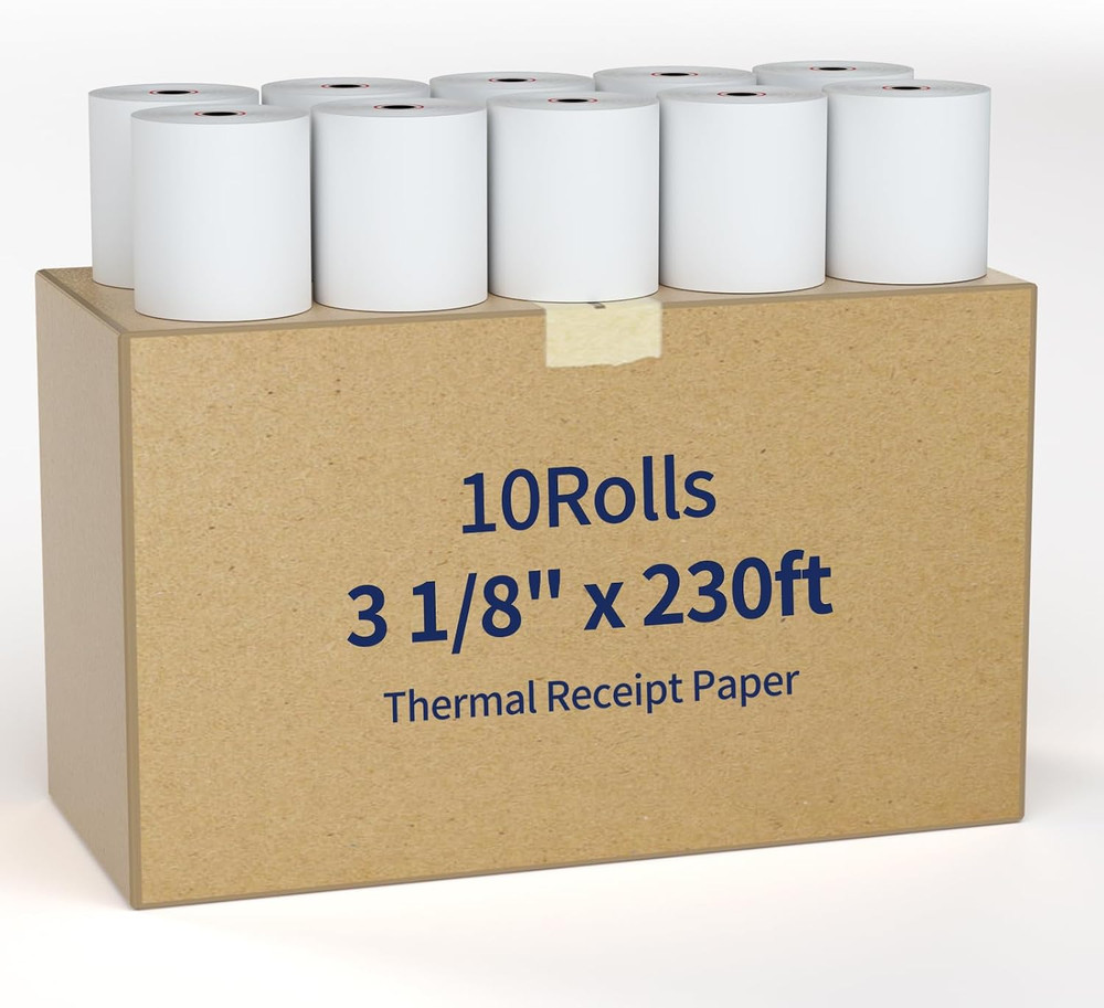 BPA-Free Thermal Receipt Paper 3 1/8&Prime; x 230&prime;, 10 Rolls per Pack