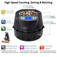 CS40 Coin Counter, Sorter and Roller – Money Cash Currency Machine