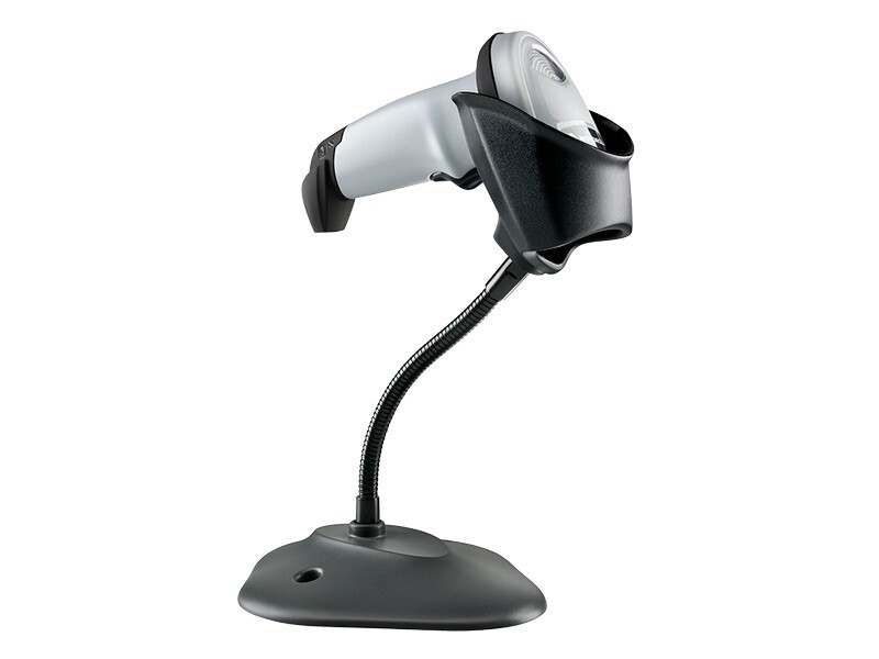 Zebra LI2208 White Barcode Scanner with Black Stand