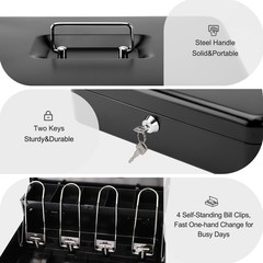 Large Cash Box with Money Tray and Lock – Safe Box for Cash Saving Key Lock M…