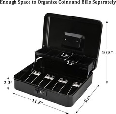Tabletop Cash Box with Combination Lock and Heavy Duty Construction for Security