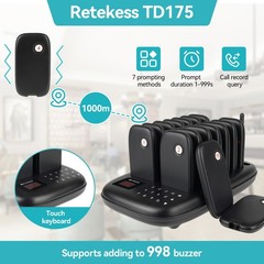 Retekess TD175 Restaurant Pager System Queuing 16 Buzzer For Snack Stand Eatery