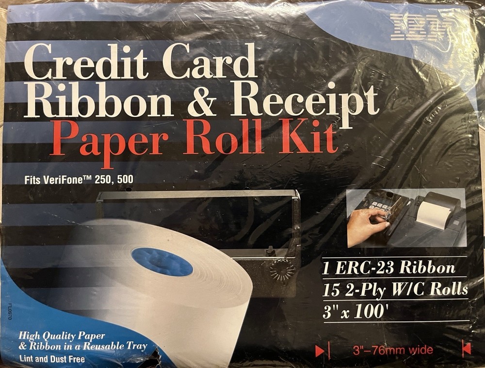 14 IBM 2-Ply W/C Rolls 3&Prime; x 100&prime; Rolls for Verifone 250, 500 With RIBBON