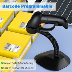 Symcode Bluetooth 2D Black, Barcode Scanner with Auto-Sensing Stand