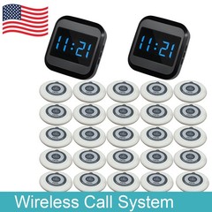 Restaurant Wireless Service Call System 25PCS Button Display Receiver Guest Bell