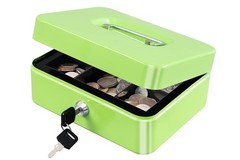 KYODOLED Medium Cash Box with Money Tray,Small Safe Lock Medium, Limegreen