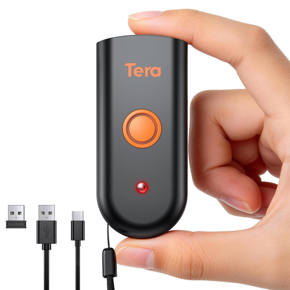 Tera Mini 1D 2D QR Wireless Barcode Scanner, Waterproof Shockproof Pocket Scanne