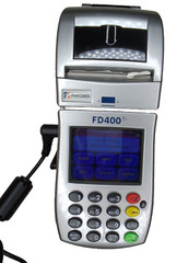 First Data FD-400 Ti Credit Debit Card EBT Machine w/ 2 in Touch Screen Works