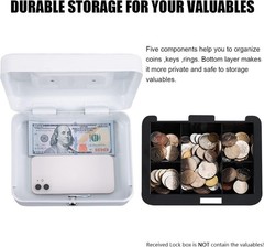Medium Cash Box with Money Tray,Small Safe Lock Box with Key,Cash Drawer,7.87…