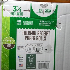Forest Select Thermal Receipt Paper Rolls, White, 3-1/8&Prime; x 230&prime;, 48 Rolls