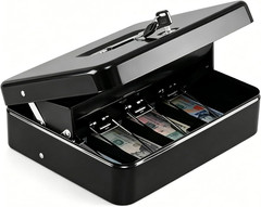 Cash Box with Top Key Lock–0.7Mm Metal Money Box for Flea Market Vendors, Craft