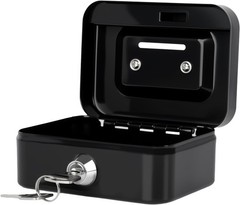 Mini Cash Box with Slot Small Cash Box with Money Tray and Key Lock, Metal Lo…